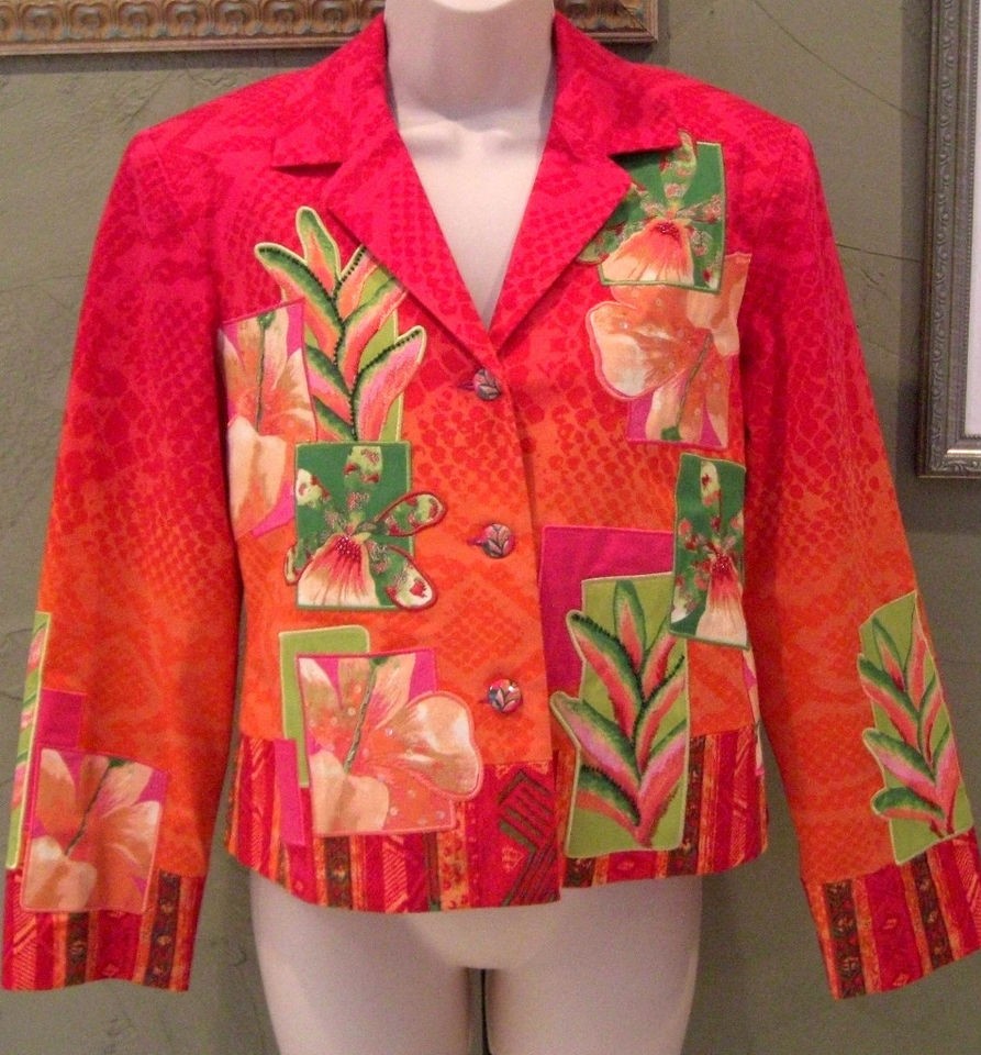 city girl nancy bolen paradise appliqued jacket xs