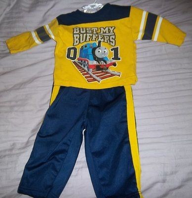 EUC Thomas the Train Bust My Buffers 2 piece Outfit Size 9 12 MOS