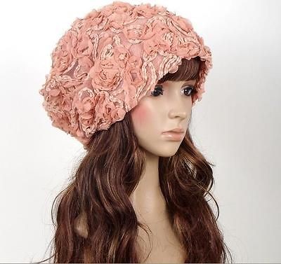 Fashion NEW Women Lady Veil Flower Lovely Princess Beanie Hat Cap 