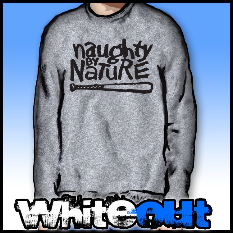 NAUGHTY BY NATURE LOGO OLD SKOOL HIP HOP RAP GREY CREW NECK SWEATSHIRT 