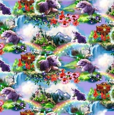 Pillow Pets Unicorn Rainbows and Flowers Fabric Fat Quarter