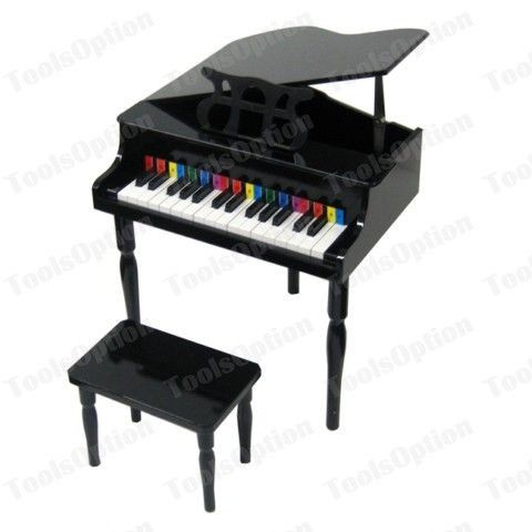 new child s black piano baby grand kids w bench toy expedited shipping 