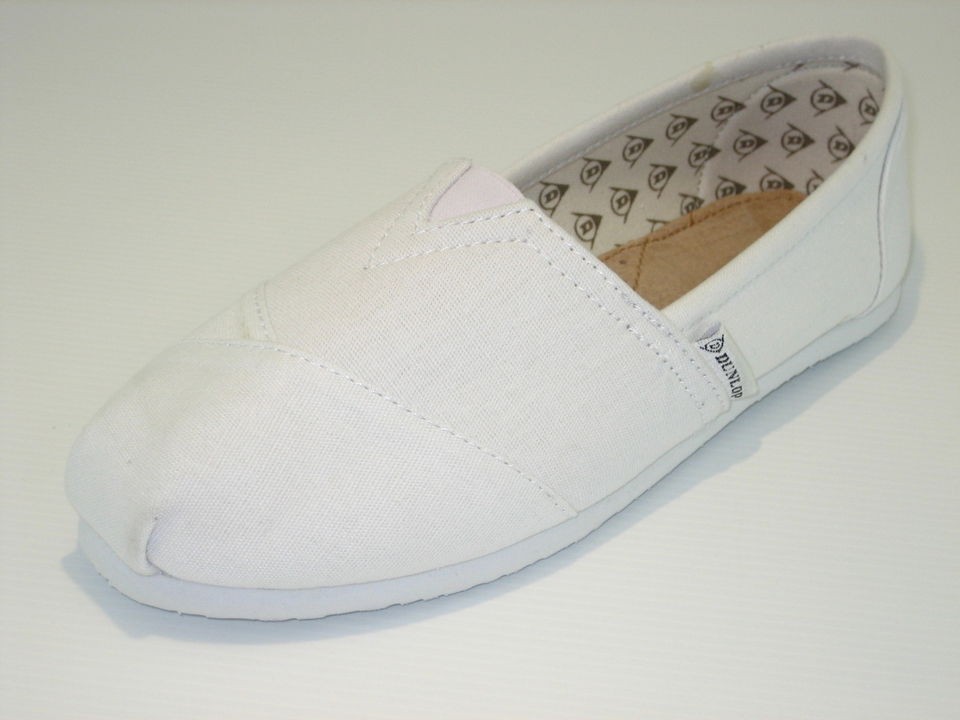 Womens Dunlop White Canvas Toms Style Espadrille Pump Plimsole Size 