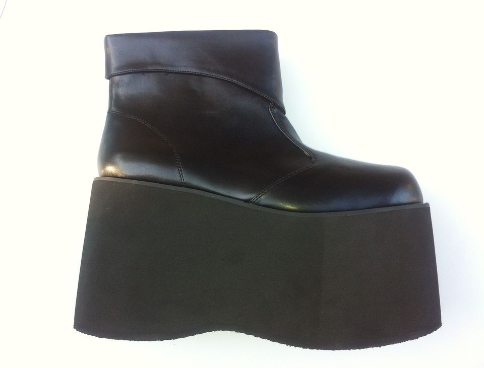 Black Platform Munsters Zombie Ankle Boots Costume Shoes Mens Size 