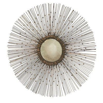 Decorative Sunburst Metal Mirror Handcrafted Rustic Textured 