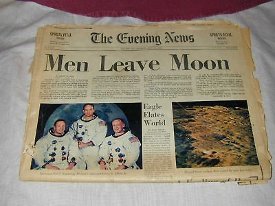 VINTAGE The Evening News July 1969 NJ Men Leave on the Moon Newspaper 