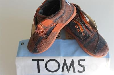 NEW TOMS Toddlers Botas Orange Plaid Tiny SHOES sz4 ,5, 6, 7 ,8,9,10 