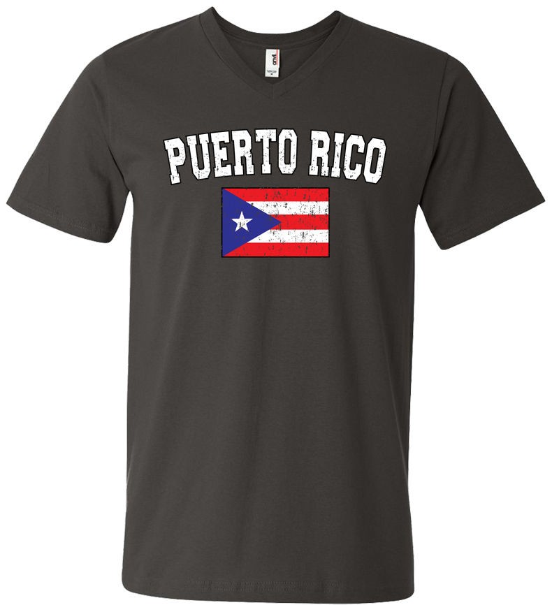 Puerto Rico Country Flag Mens V Neck T Shirt Tee Puerto Rican World 