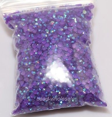 12g(2000pcs) Purple Half Round Acrylic Crystal Shiny Beads Flatback 