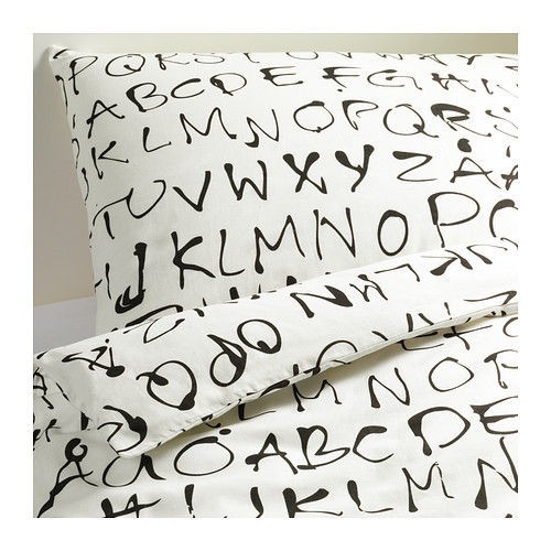   DUVET COMFORTER QUILT COVER AND PILLOWCASE(S) EIVOR ORD ALPHABETS