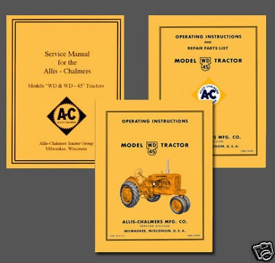   AC WD & WD45 REPAIR SERVICE & PARTS, OPERATOR MANUALS  4  MANUALS