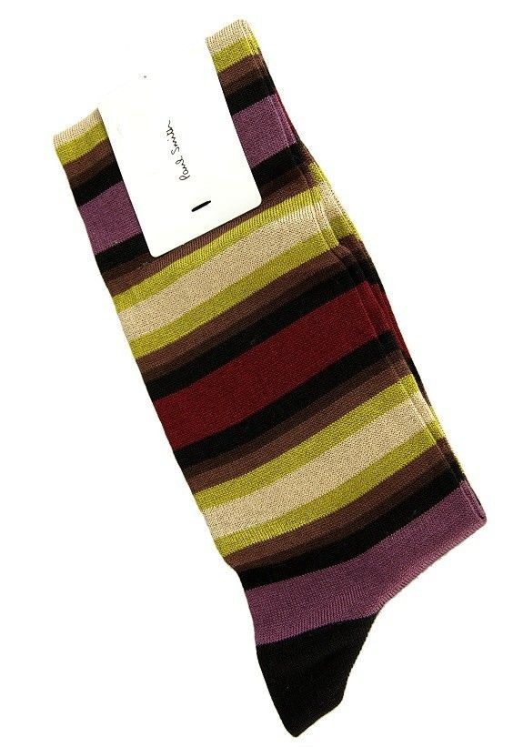 NEW PAUL SMITH MENS LUXURY COTTON MULTI STRIPED LONG SOCKS SZ 9 11