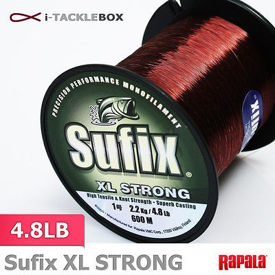  Rapala Sufix XL STRONG 4.8LB Line 650yd Fishing Lure Hook Bass Reel 