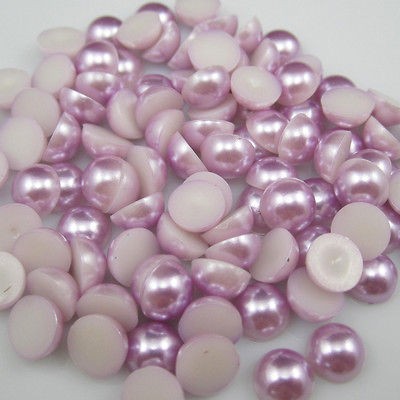 400pcs NEW purple Half Pearl BeadS Flat Back 8mm Scrapbook for Craft 