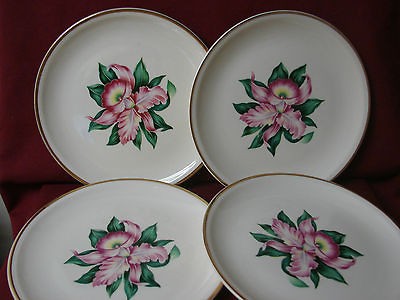 Paden City Potteries China Dinnerware Modern Orchid set 4 Dinner 