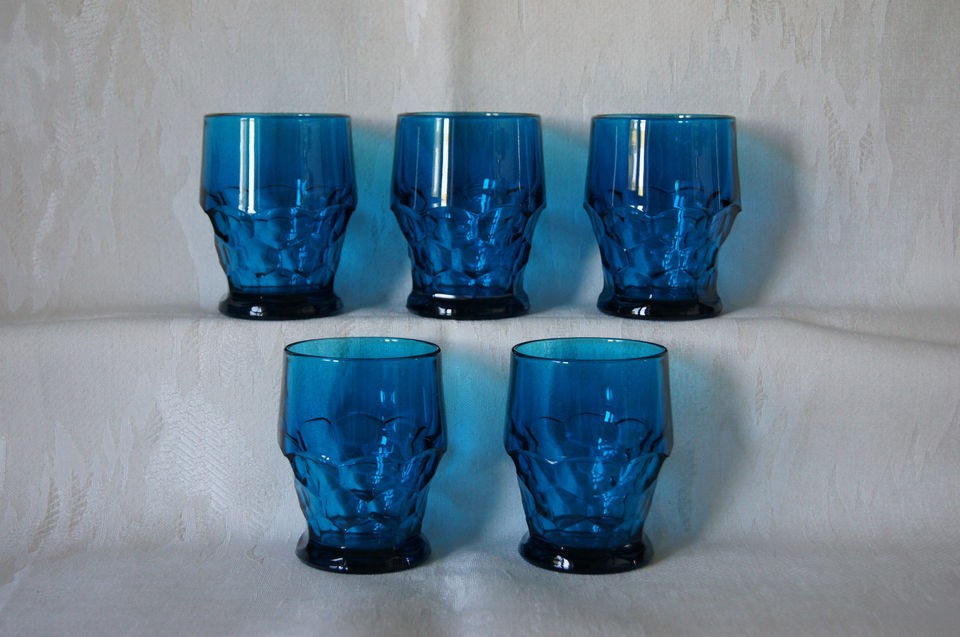   aquamarine blue Georgian glass tumblers Viking New Martin EUC