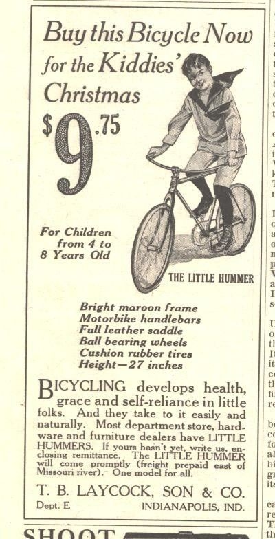 1916 ad b laycock son little hummer bicycle time left