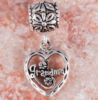   925 SOLID STERLING SILVER EUROPEAN BEAD CHARM heart of grandma DANGLE