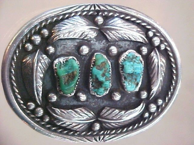 vintage huge sterling w turquoise man s belt buckle time