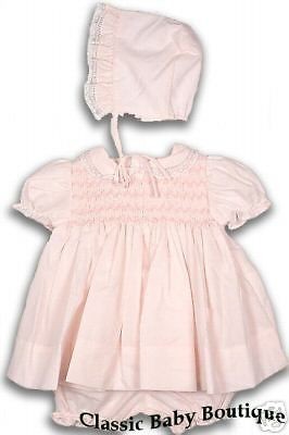 NWT Petit Ami Pink Lace Smocked 3P Dress PREEMIE Reborn Baby Girl w 