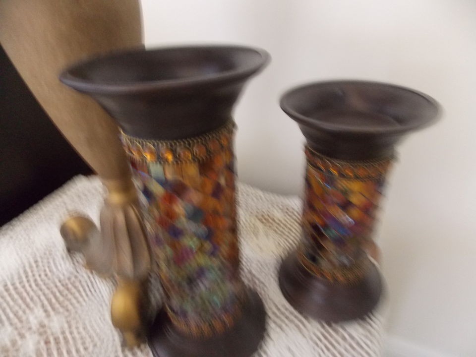 partylite global fusion mosiac candle holders set of 2 time