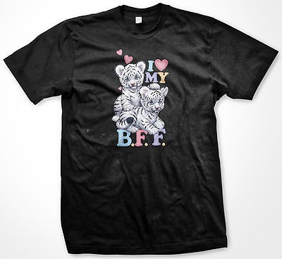 Love My B.F.F. Heart Small White Leopard Feel Good Mens T shirt Tee