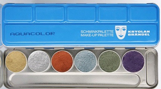   AQUACOLOR METALLIC 6 COLORS PALETTE FACE BODY PAINT FOUNDATION 1117