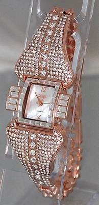   Japan Authentic 32 Carats Swarovski 18K Rose Gold Pd Designer Watch