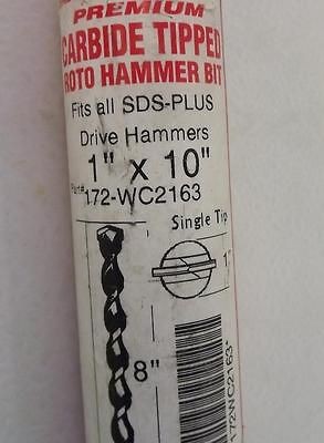 Premium Carbide Tipped 1 x 10 Roto Hammer Bit SDS Plus NEW