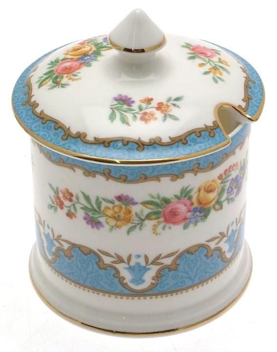 Crown Staffordshire Tunis Blue F15793 jam or marmalade pot