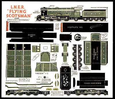 1947 Vintage Modelcraft Micromodels LNER Flying Scotsman Loco Cut out 