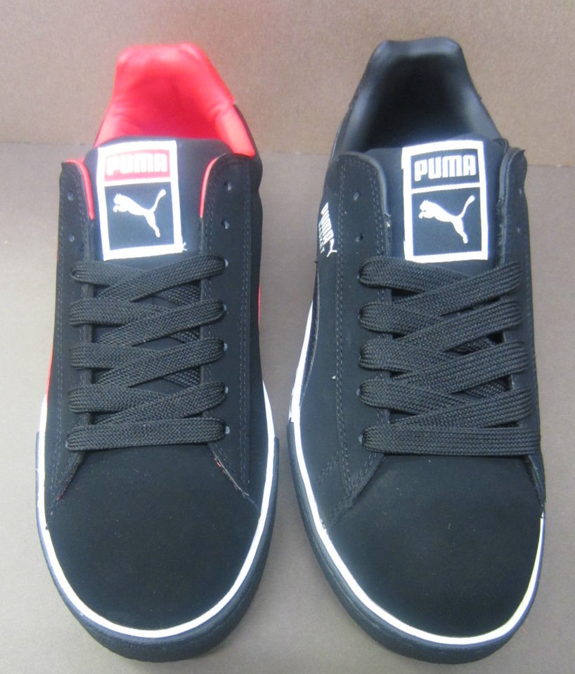 Mens Puma Trainers Basket II Worksite Black White/Black High Risk Red 