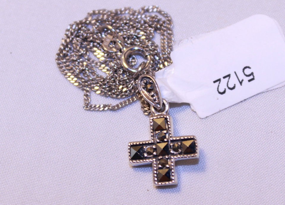 marcasite cross 925 sterling silver with silver chain time left