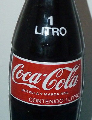 Vtg Spanish Coca Cola Coke Glass Bottle Contenido 1 Litro 