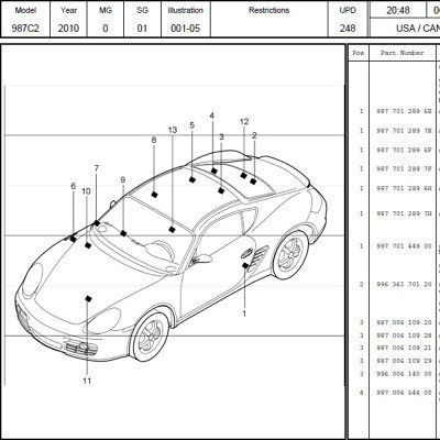 Porsche Parts Catalog 356 911 912 924 928 944 968 Boxter Cayenne 