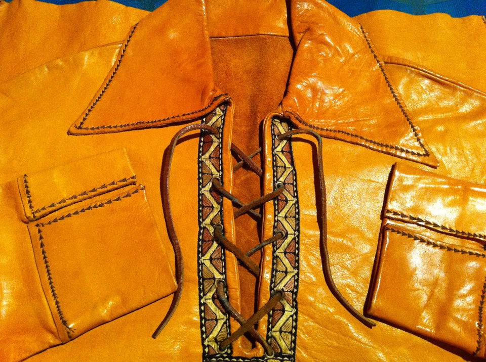   HANDCRAFTED CARAMEL BUCKSKIN LEATHER SHIRT 38 M REDLIGHT RAGS