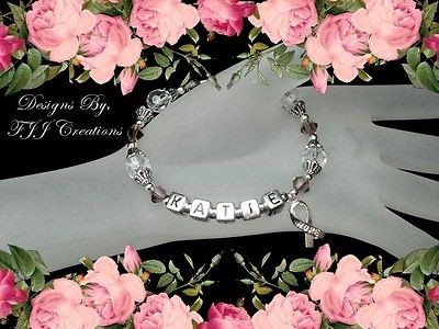   ~SWAROVSKI~HOPE RIBBON~Awareness JEWELRY BRACELET~PERSONALIZED~NAME