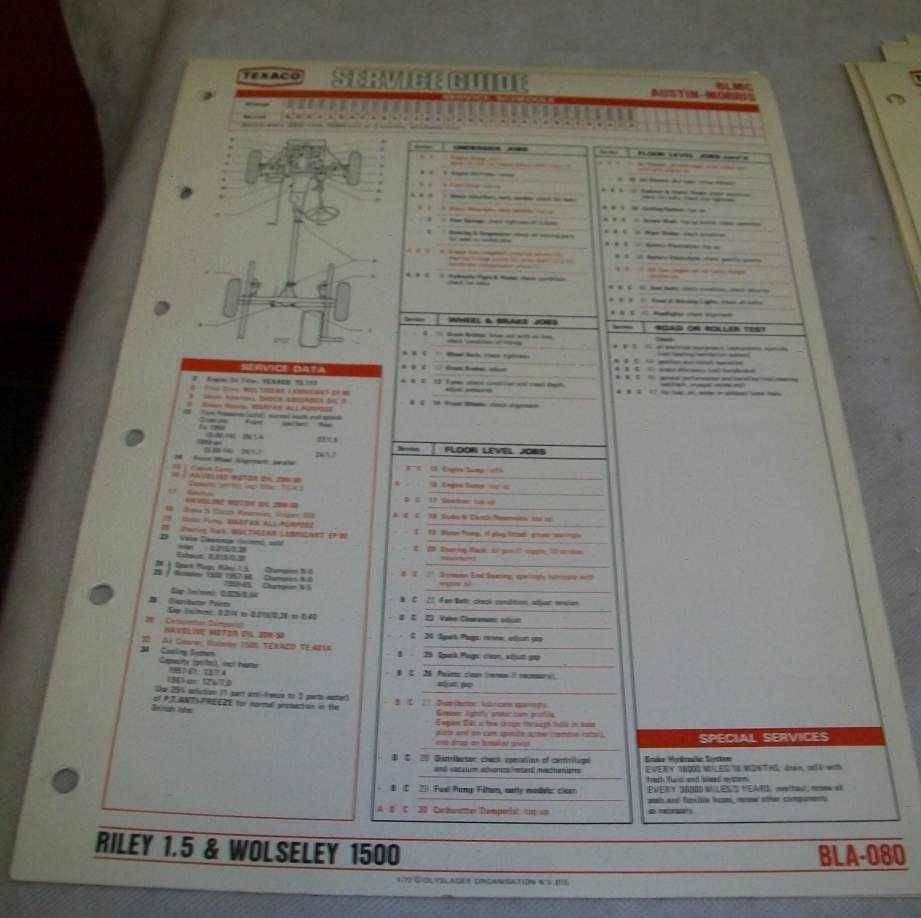 riley 1 5 wolseley 1500 texaco service guide from united