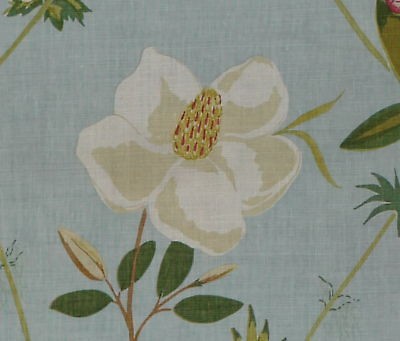 RAOUL TEXTILES Secret Garden hand printed linen robins egg blue new 