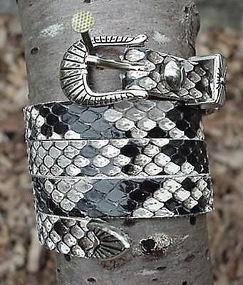 western hatband b w python snake skin w 3 pc buckle