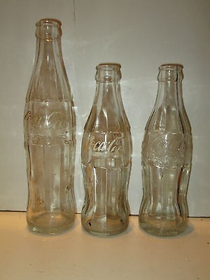 Lot 3 Vintage Coca Cola Bottle Bottles Coke Coka Embossed Dominion 