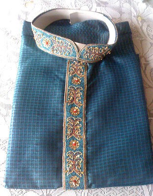 Blue Mens Kurta Thobe Ramadan Salwar kameez sherwani Eid Diwali New 