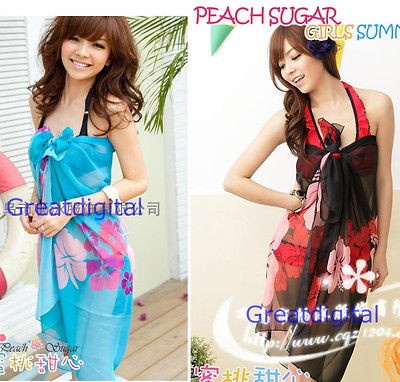   Chiffon Wrap Pareo Dress Beach Bikini Swimwear Cover Up Sarong Scarf