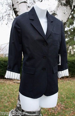 NWT LIZ CLAIBORNE NAVY WOOL Schoolboy GLEE CLUB BLAZER Boyfriend 