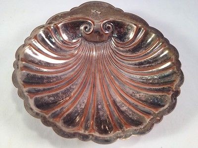Vintage~Silverplate 7Copper~Shell Shaped Dish~Candy Nut Serving~Spoon 