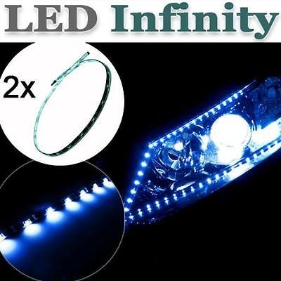 2x Blue 24 30 SMD 60CM Side Shine Glow Headlight STRIP LIGHTS for all 