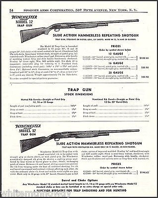 1947 WINCHESTER Model 12 Slide Action Repeating Trap Gun SHOTGUN AD on ...