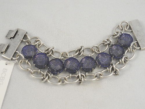 bcbg generation worn silver blue mesh toggle bracelet time left