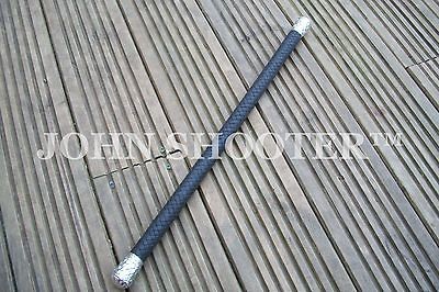 LEATHER BRAIDED SWAGGER STICK SILVER NICKEL PLATED EMBOSSED TOP