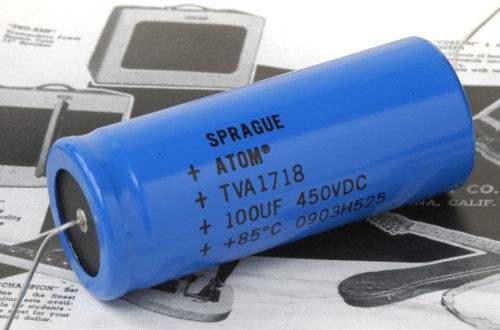 100uF 450VDC Sprague Atom Electroltyic Capacitor For Vintage Guitar 